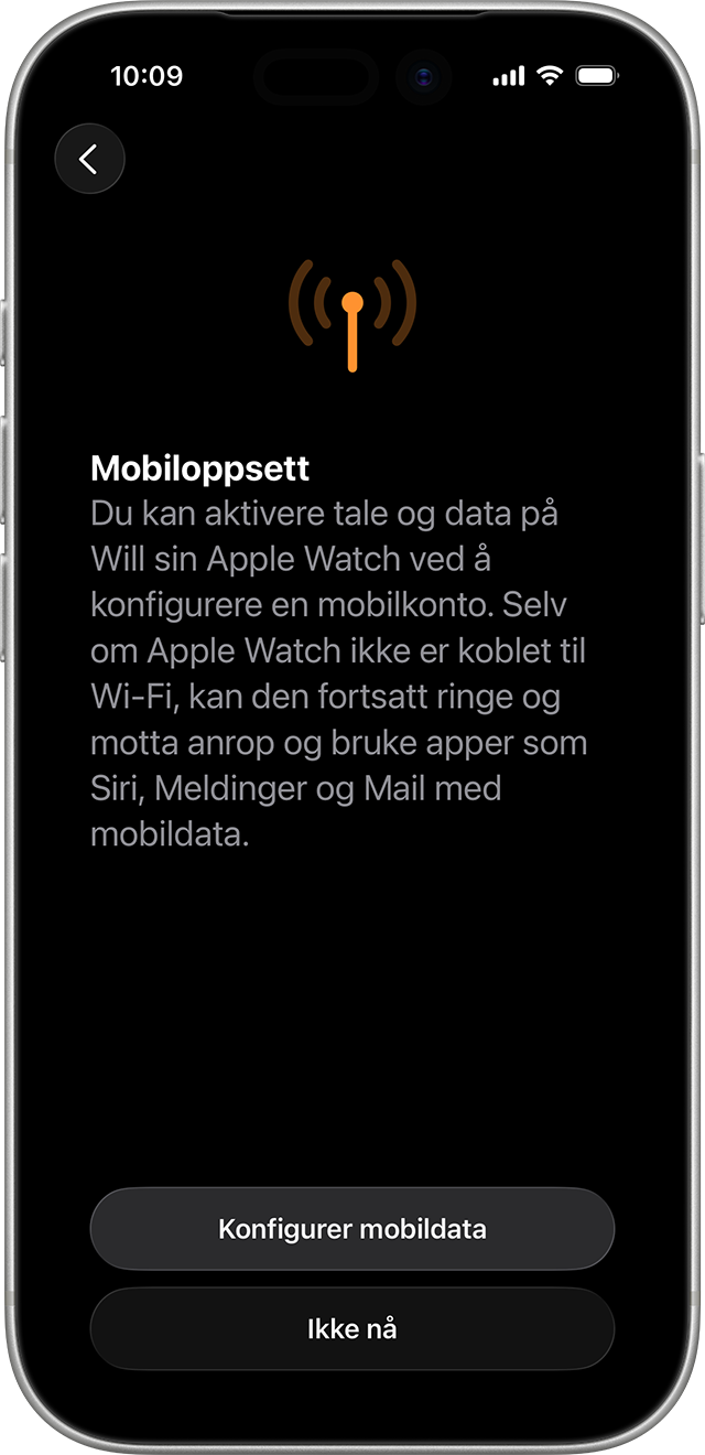 iPhone som viser mobiloppsettskjermen for Apple Watch