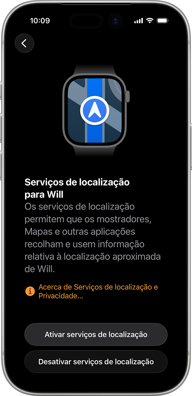 iPhone a mostrar o ecrã de configuração de Atividade no Apple Watch