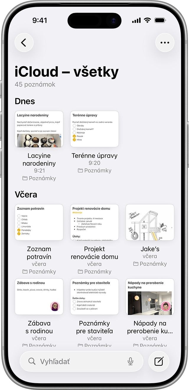 Zobrazenie Galéria v Poznámkach v systéme iOS 26.