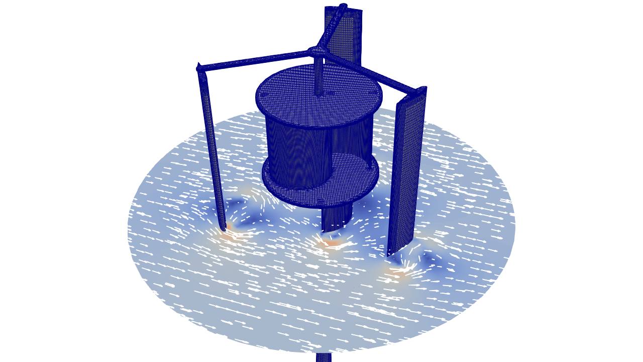 vertical axis wind turbine 2D5 meshed by CF-MESH+