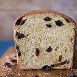 Old Fashioned Raisin Bread sliced interior.