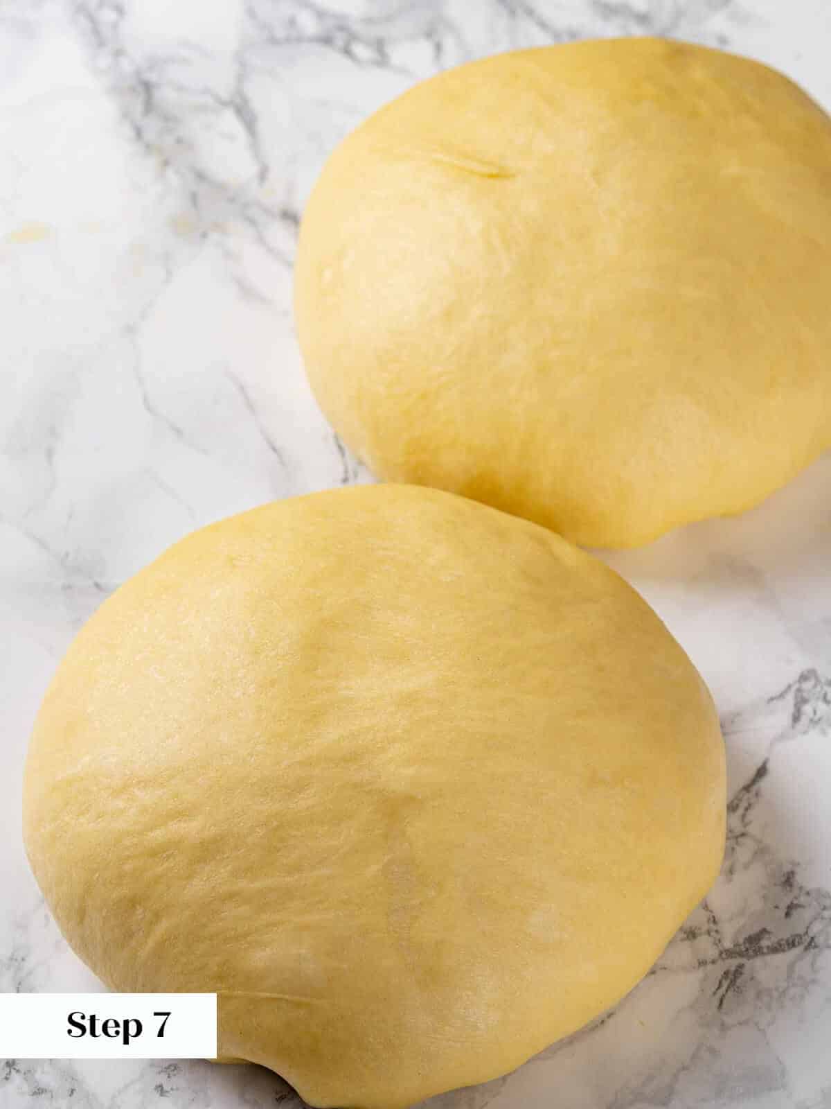 Preshaping the brioche dough.