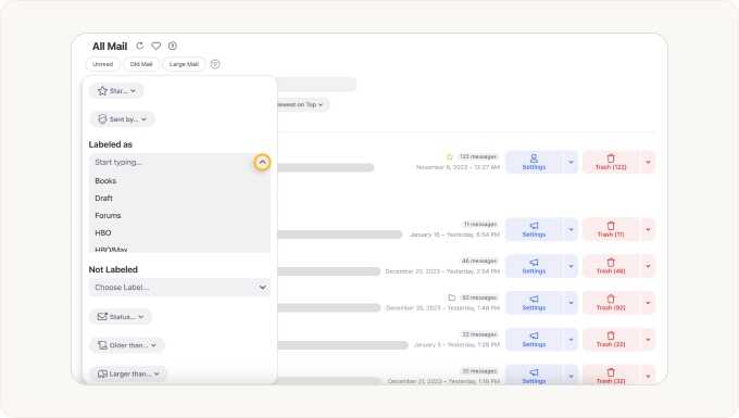 Click the In folders drop-down