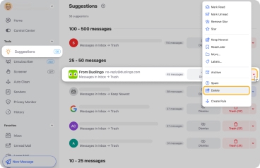 Remove emails with Cleaning Suggestions with Clean Email