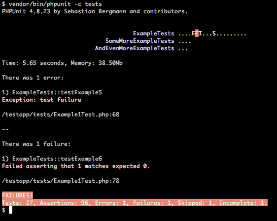 Default output phpunit-pretty-printer