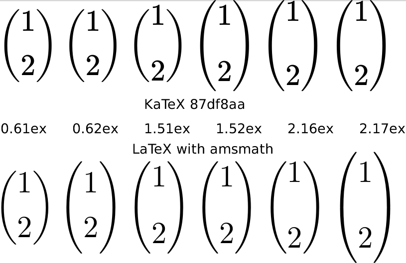 Screenshot comparing KaTeX with LaTeX