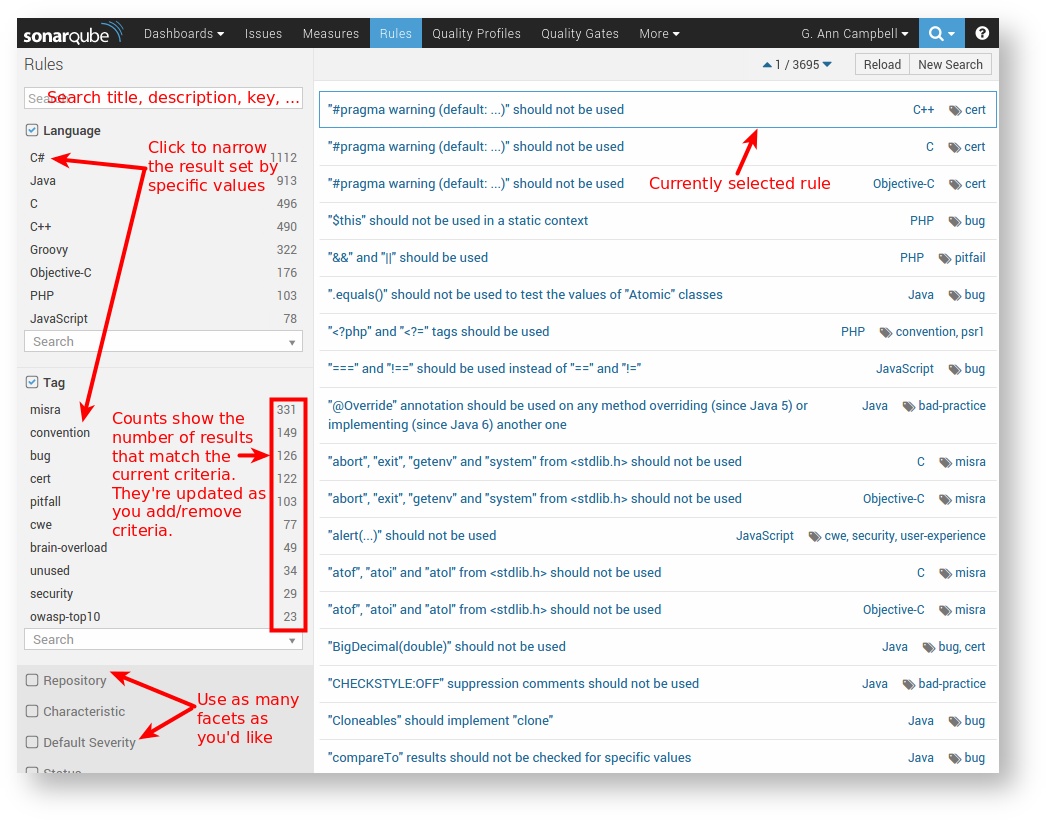 sonarqube rules fromdoc