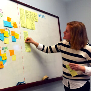 Cloud Four co-founder Aileen Jeffries participates in a whiteboard exercise