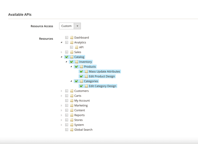 Magento API config Magento API config