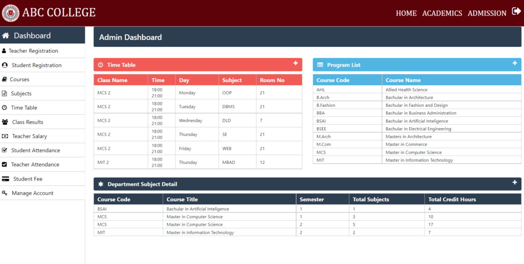 college management system
