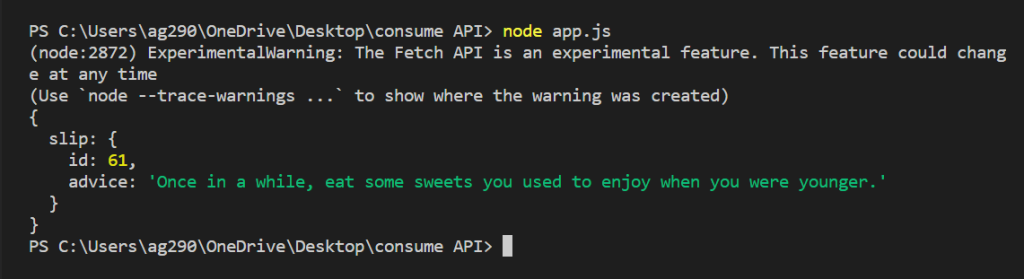 Fetch Method Example
