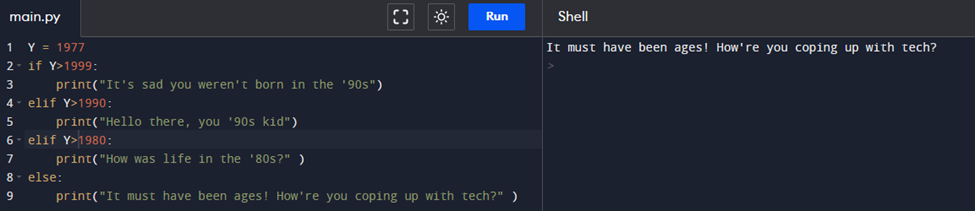 Result For Elif Statement