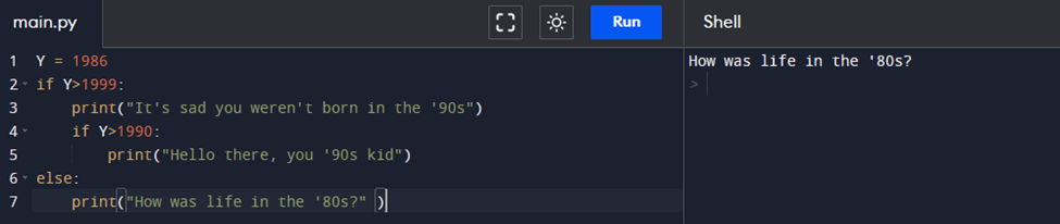 Result of Nested If Else Statement