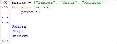 Printing Elements Using For Loop