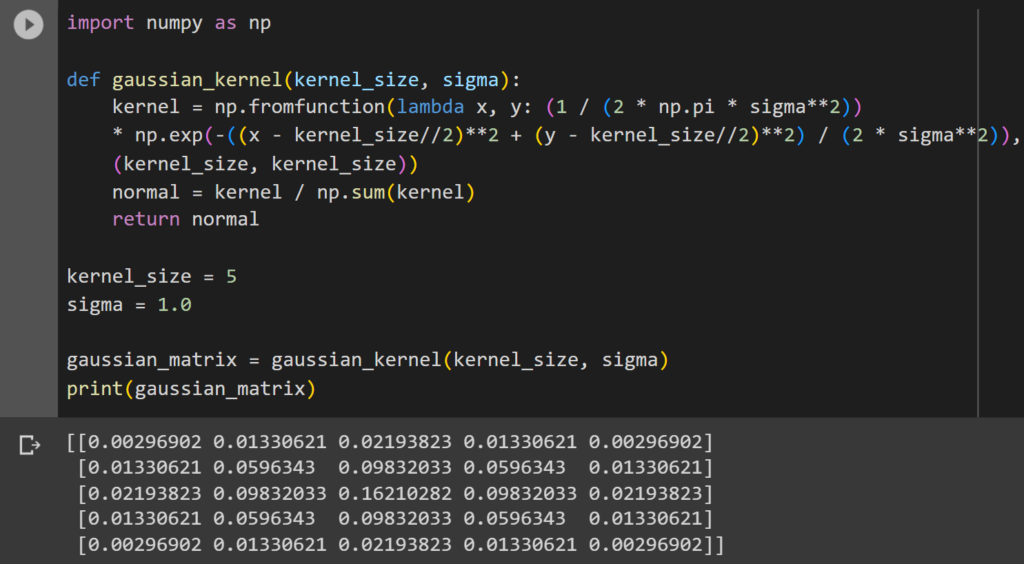 Creating a Gaussian Kernel matrix with NumPy