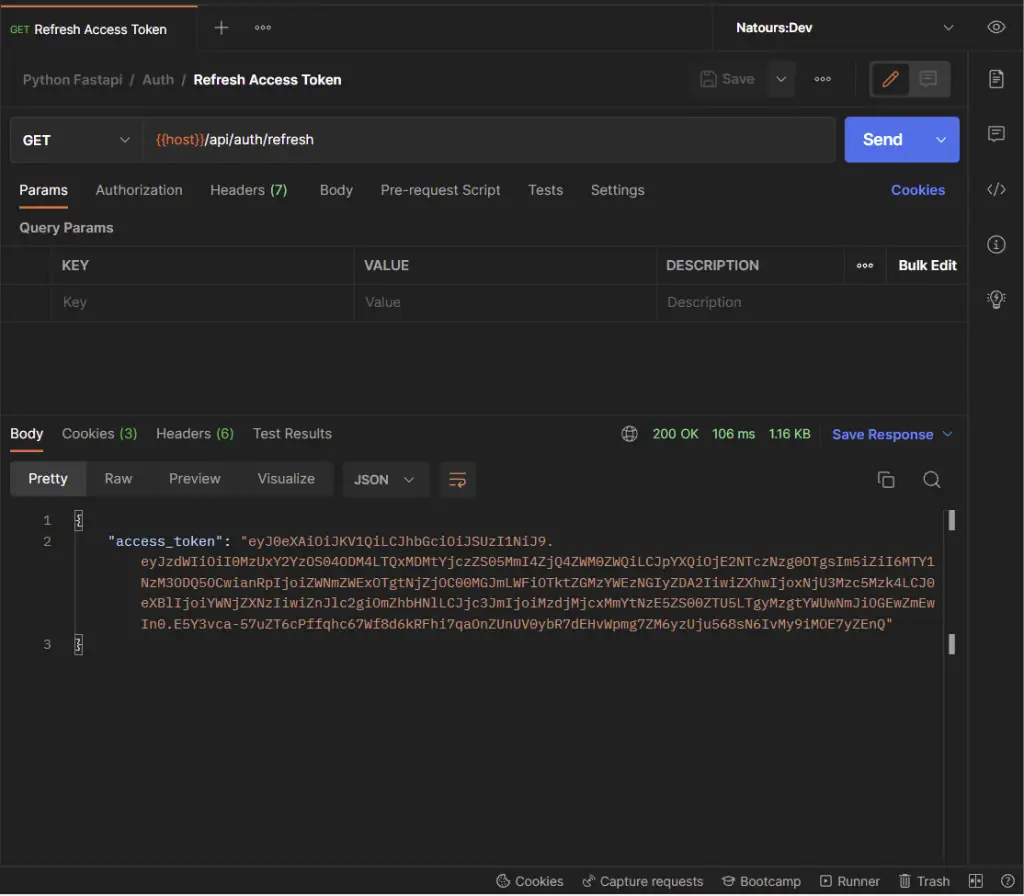 fastapi refresh access token in postman