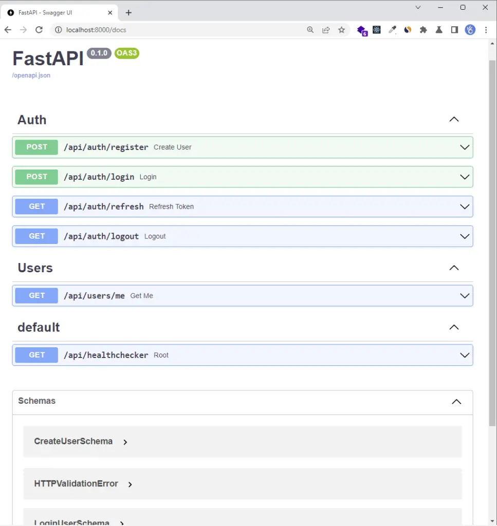 fastapi routes in swagger docs