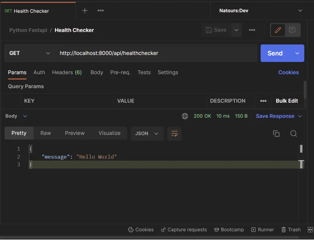 testing the fastapi with postman