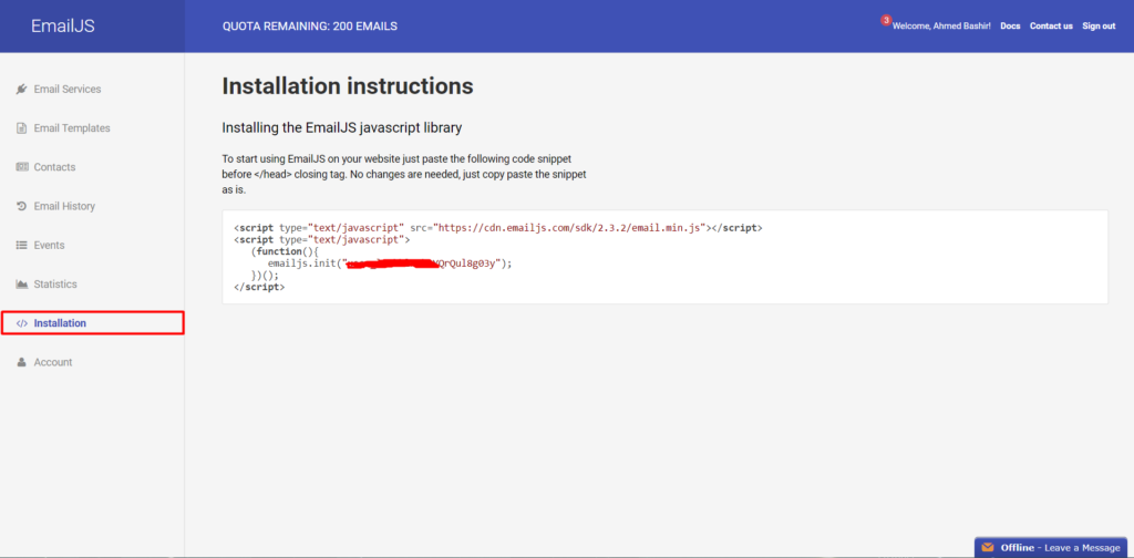 Javascript email task app installation