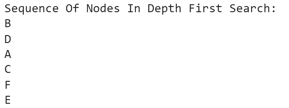 Depth First Search Python Output