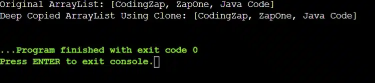 Deep Copy With The Java Deep Clone Method Output