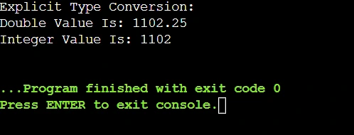 Explicit Type Conversion