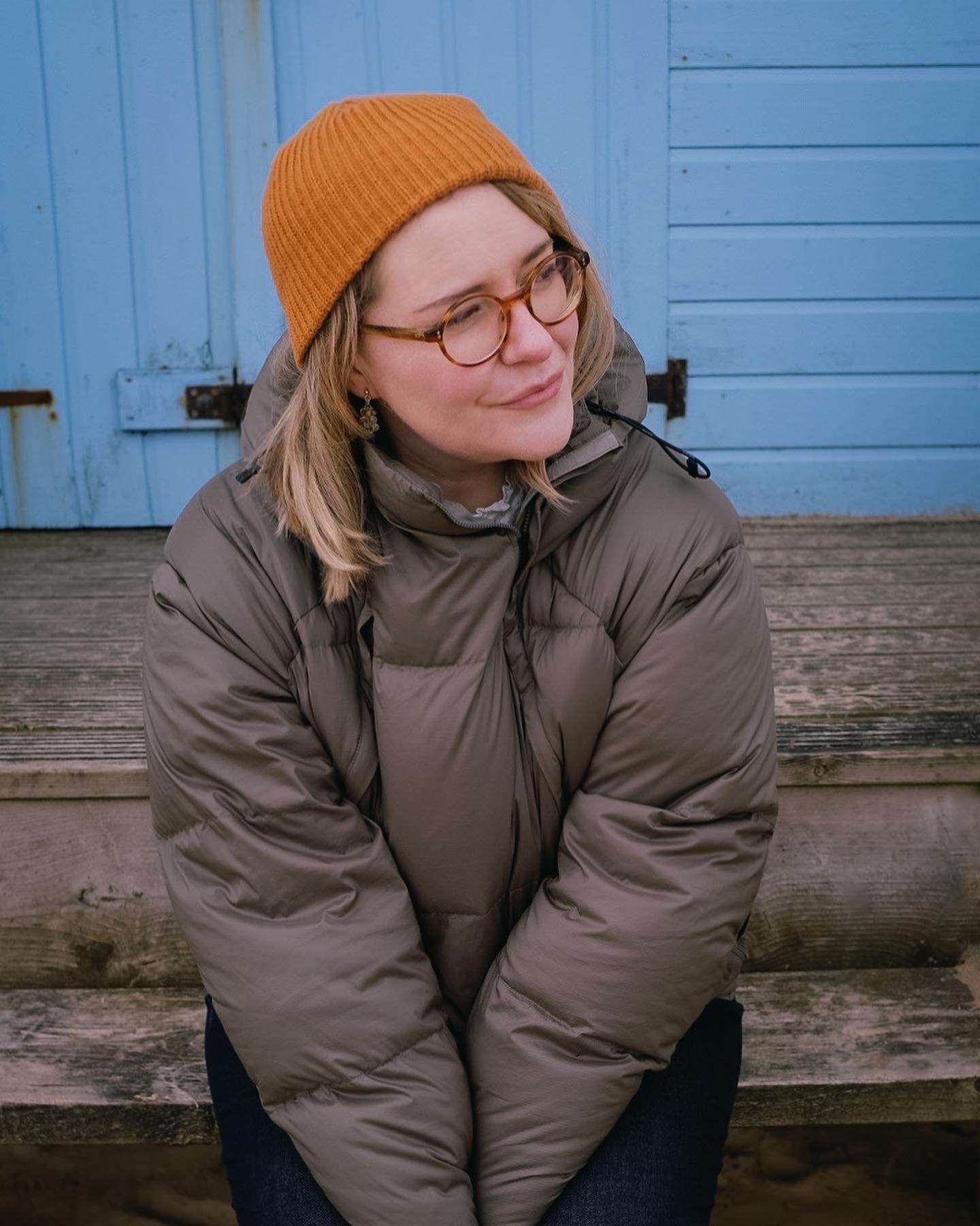 Geri at a hut on Wells beach