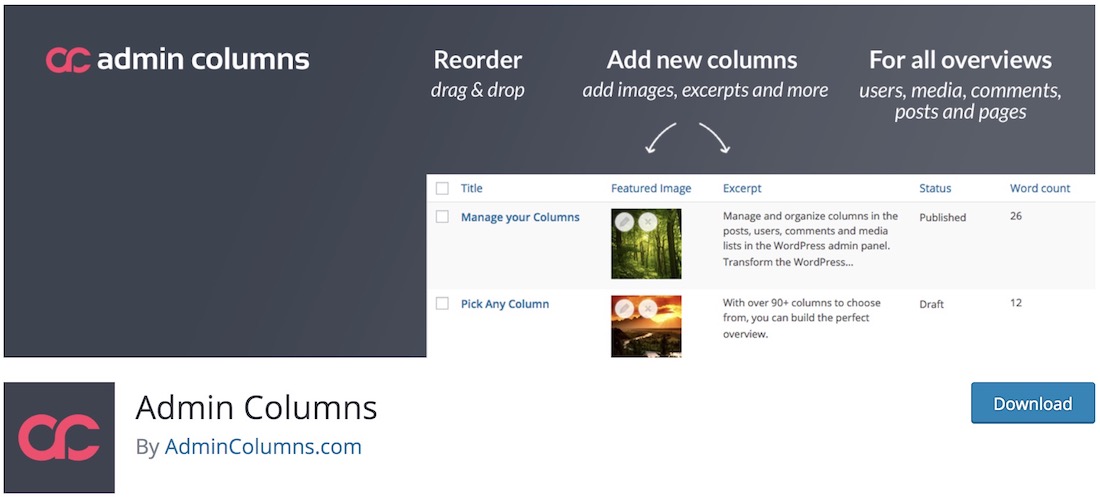 admin columns plugin