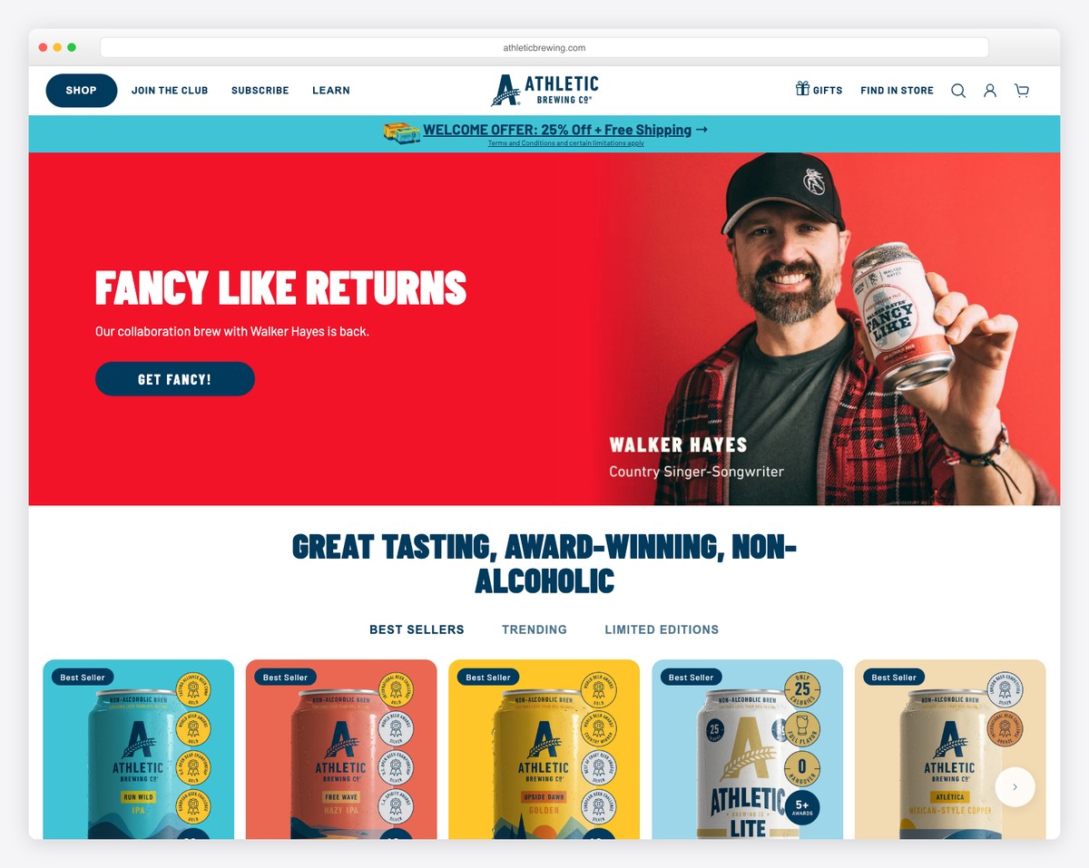 athletic brewing company website example
