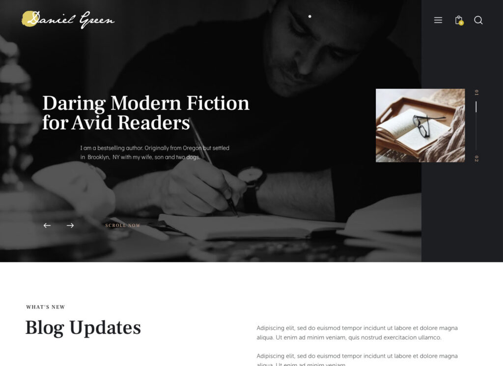 Blog for Writers and Journalists With Bookstore WordPress Theme