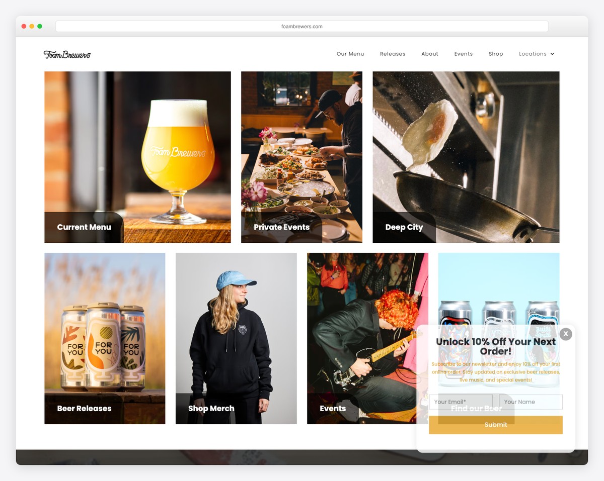 foam brewers website example