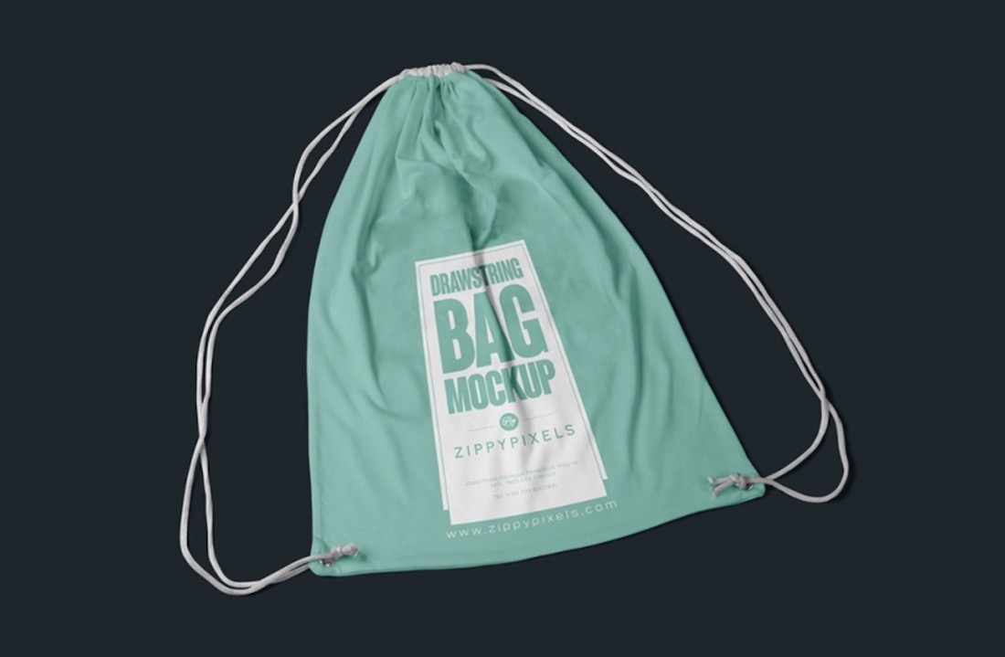 free drawstring bag psd mockup