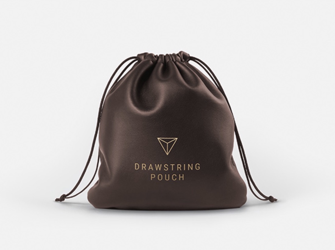 leather drawstring pouch mockup