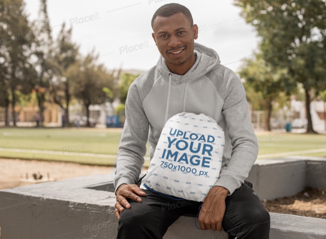 outdoors drawstring bag mockup