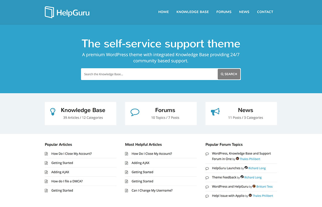 wordpress tech support themes