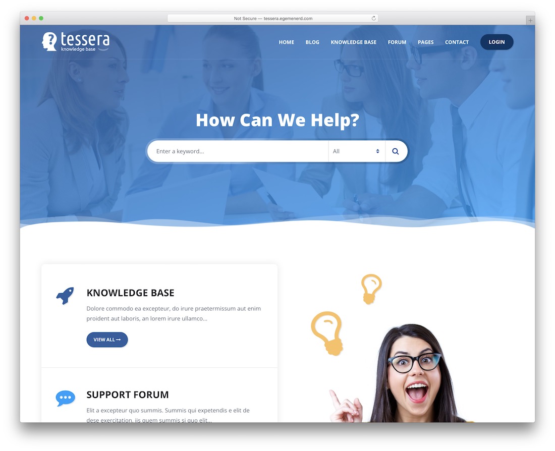 tessera wordpress tech support theme