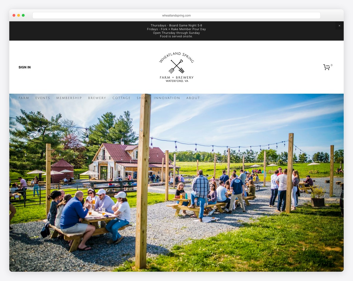 wheatland spring farm + brewery website example