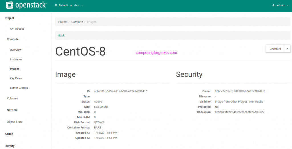 Creating CentOS Stream 9 or 8 VM Instance on OpenStack 2 upload centos 8 image openstack 02