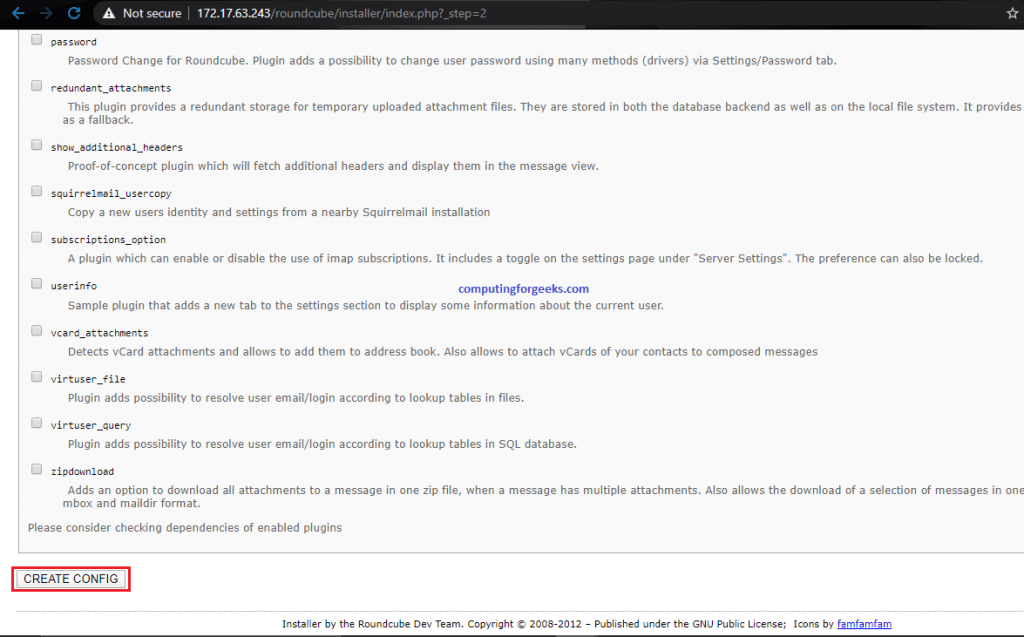 Setup Mail Server on CentOS 8 With Postfix, Dovecot, MySQL and RoundCube 4 roundcube 4 createconfig