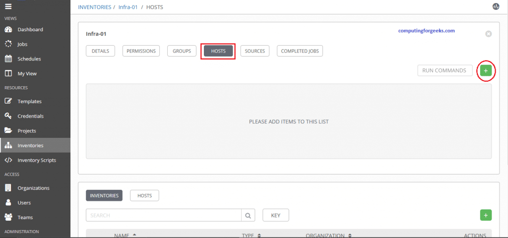Install Ansible AWX on Rocky Linux 10 / RHEL 10 / AlmaLinux 16 AWX add host to inventory
