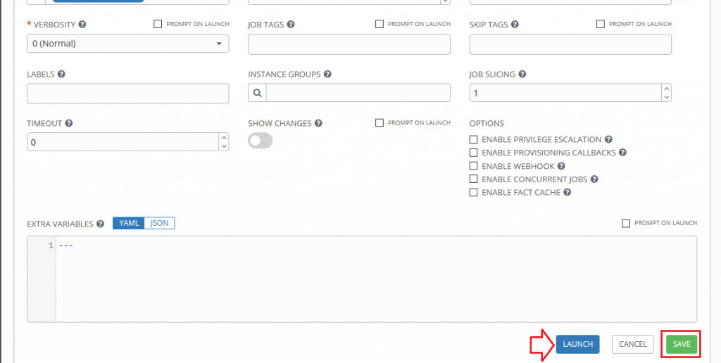 Install Ansible AWX on Rocky Linux 10 / RHEL 10 / AlmaLinux 22 AWX job template save and launch