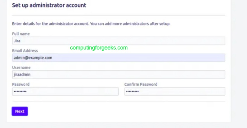 Install and Configure Jira on Debian 13 / Ubuntu 24.04 7 Jira admin account setup page