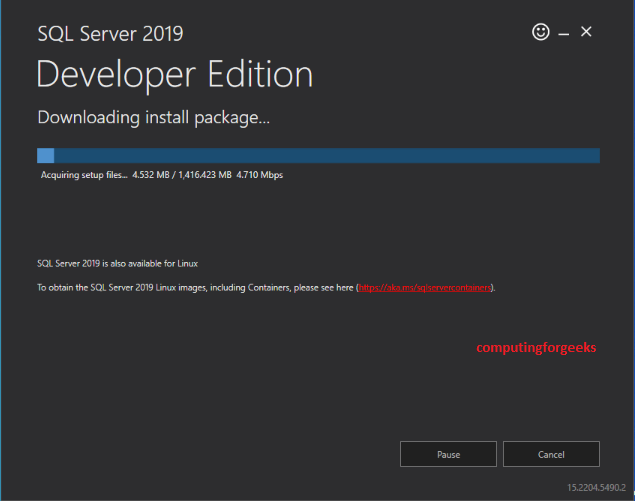 Install SQL Server 2019 Developer on Windows Server 2022 6 sqlserver2019 black interface downloads 6