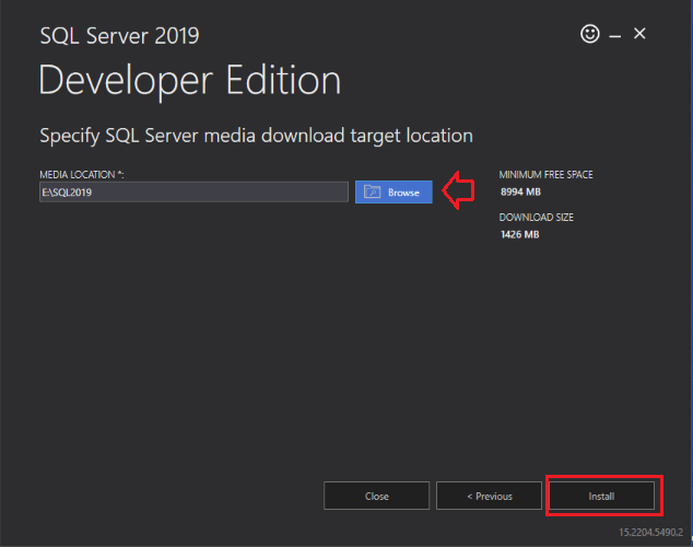 Install SQL Server 2019 Developer on Windows Server 2022 5 sqlserver2019 black interface specify directory 5