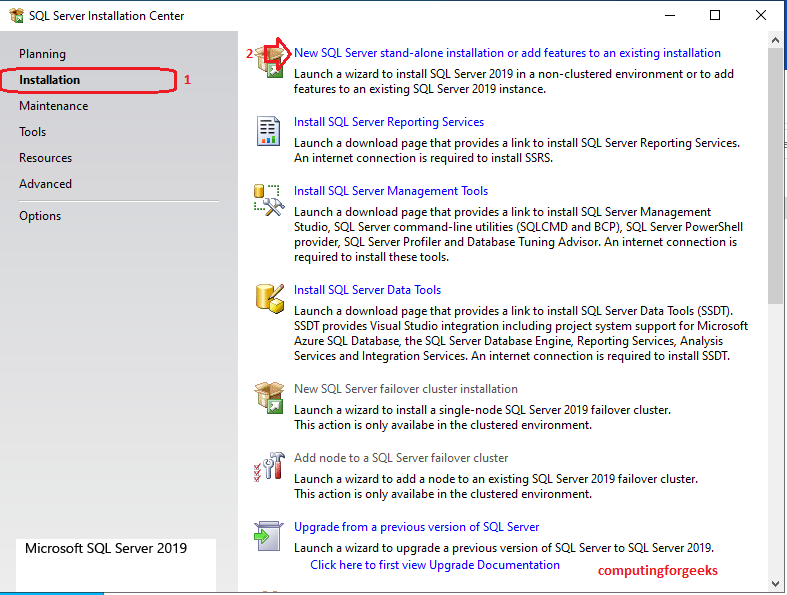 Install SQL Server 2019 Developer on Windows Server 2022 7 sqlserver2019 choose installation after downloads 7
