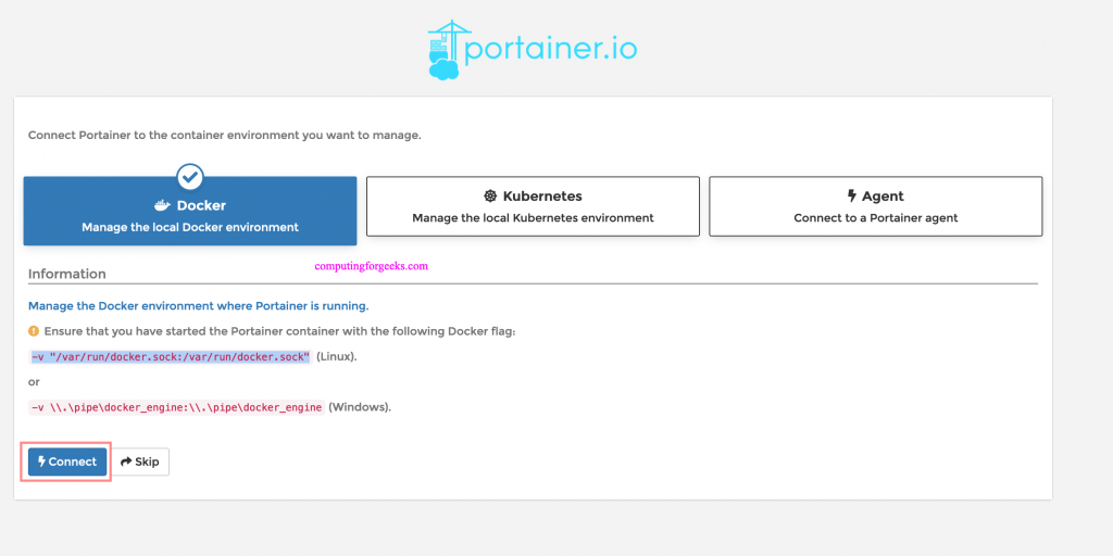 Install Portainer (Docker Web UI) on Linux 2 install portainer choose platform