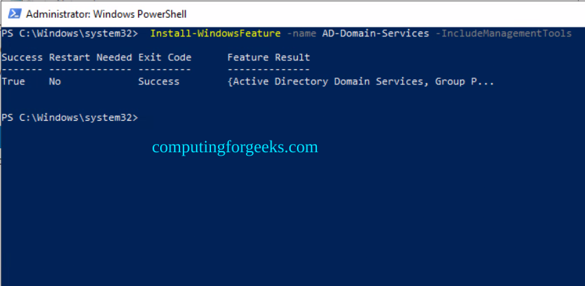Setup Active Directory Domain Services on Windows Server 2022 using PowerShell 2 Setup Active Directory Domain Services on Windows Server 2022 using PowerShell