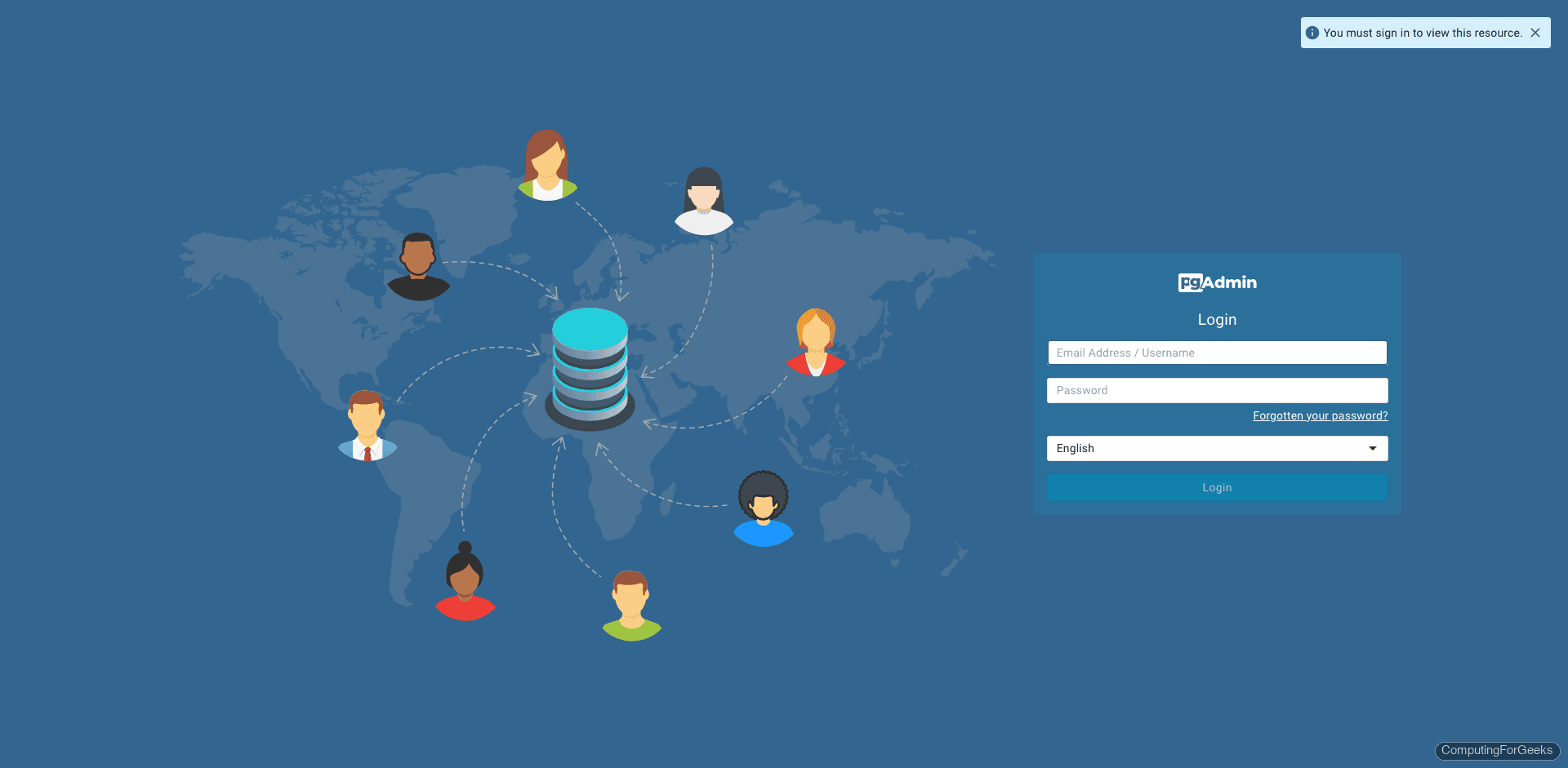 Install pgAdmin 4 on Debian 13 / 12 1 pgAdmin 4 login page on Debian with HTTPS