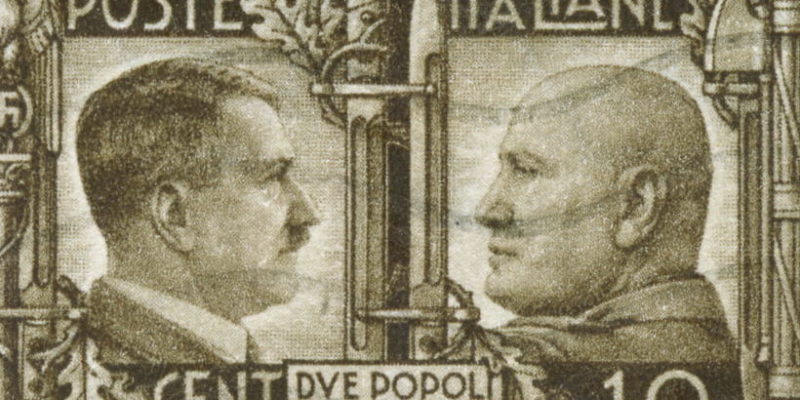 Billete con los retratos de Hitler y de Mussolini