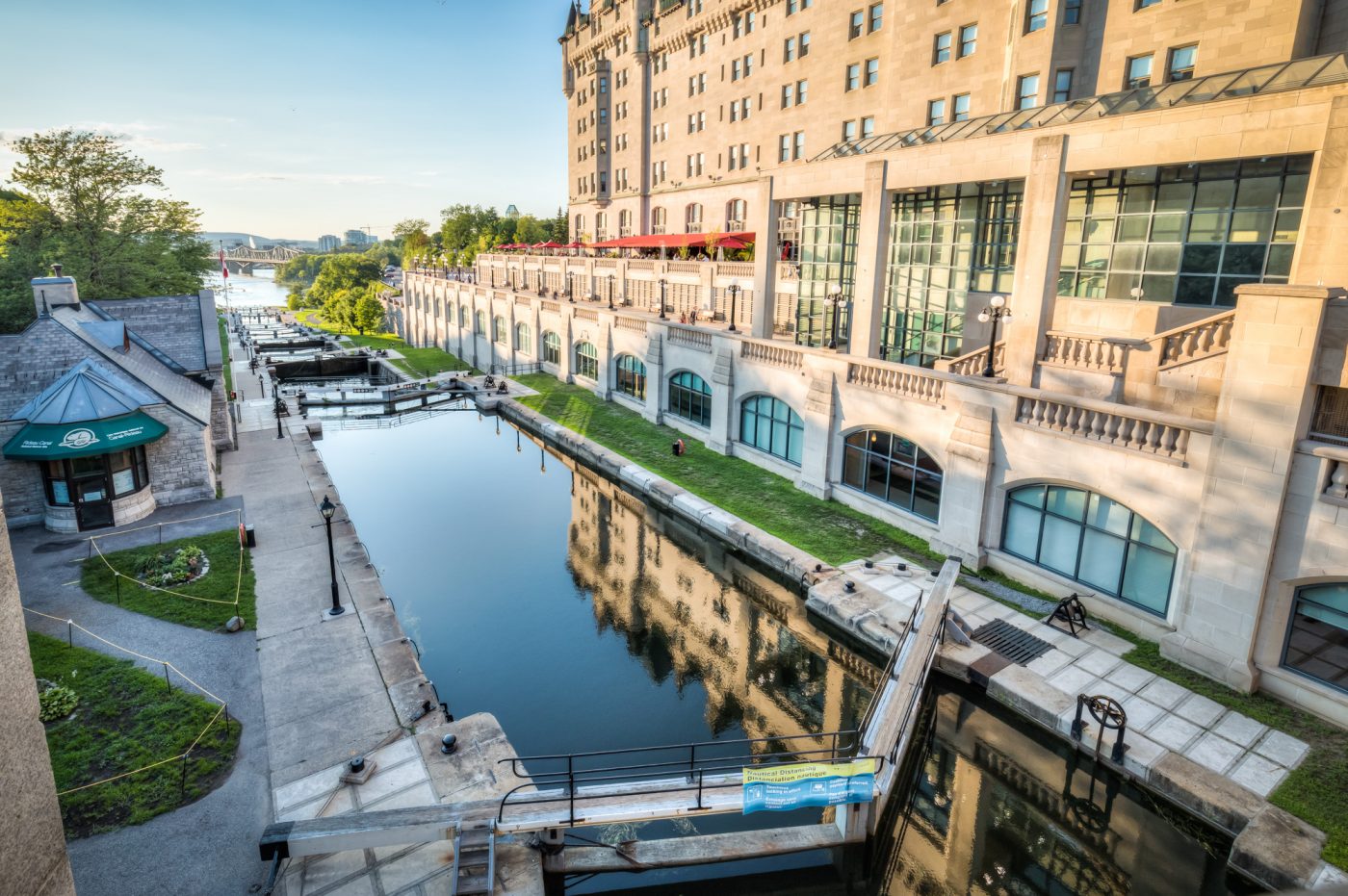 The Rideau Canal locks located beside the Chateau Laurier